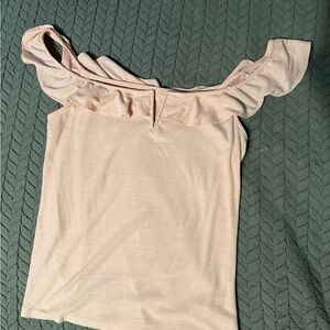 Cream Asymmetrical Ruffled Blouse